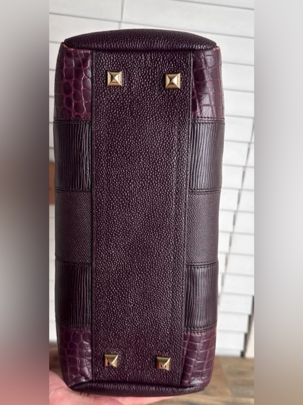 henri bendel Limited Edition Plum Leather Satchel with Gold Hardware - RARE!! - Picture 9 of 13
